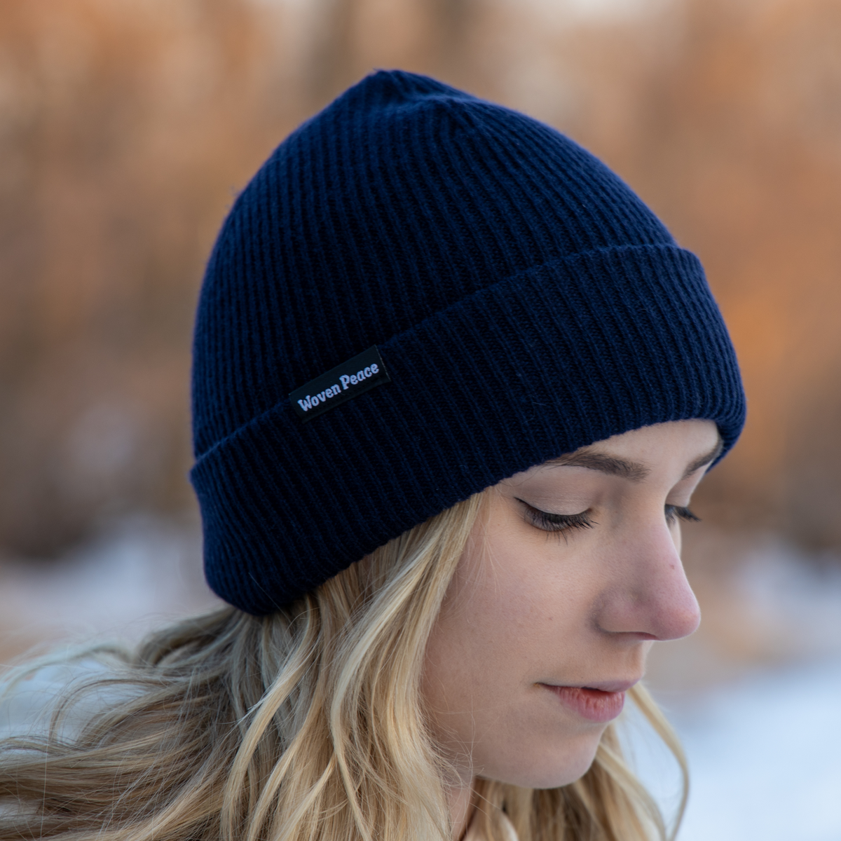 Navy Cashmere/Wool Beanie | Woven Peace