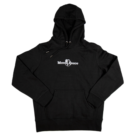 Black Embroidered Hoodie | Woven Peace