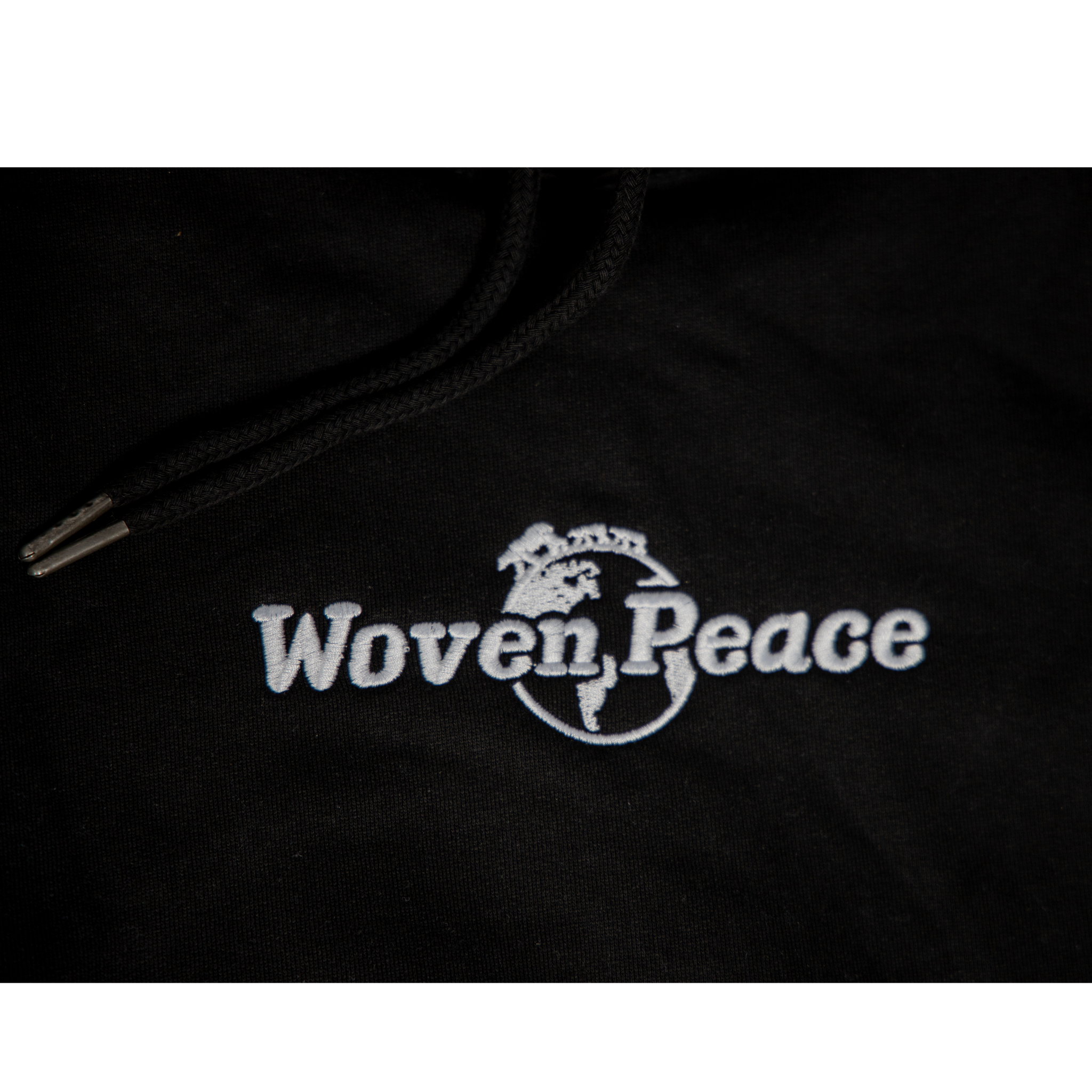 Black Embroidered Hoodie | Woven Peace
