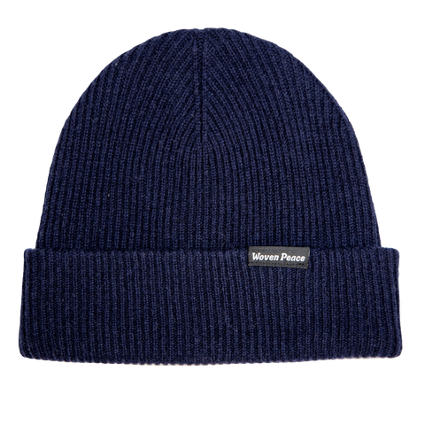 Navy Cashmere/Wool Beanie | Woven Peace